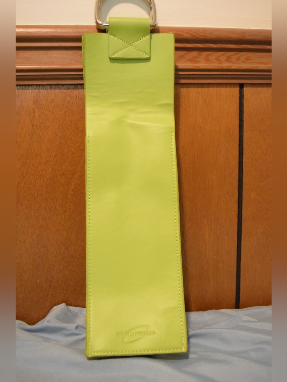 Oenophilia Genuine Leather Lime Green Wine Carrier Festival Bag